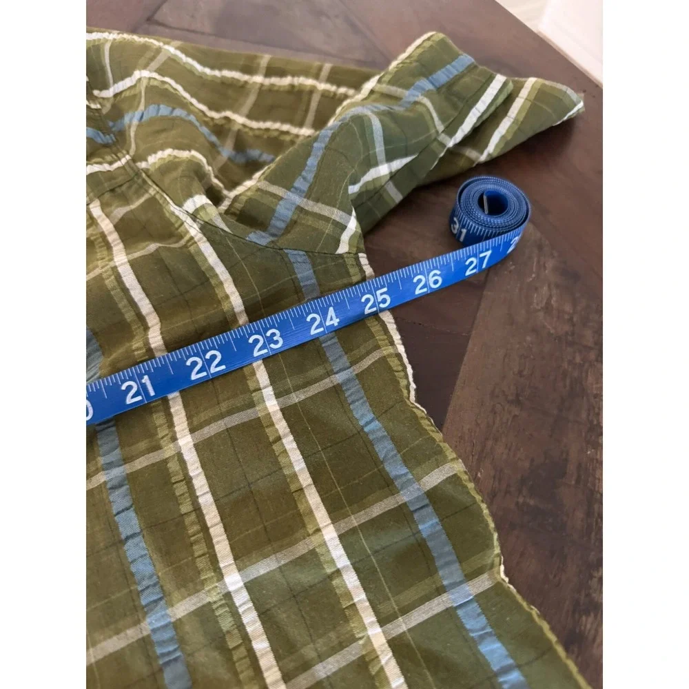 Woolrich Green Plaid‎ Men Short Sleeve Button Shirt Size XL Fishing Pocket